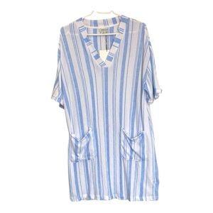 Anne Klein Blue & White Striped Beach Dress NWT Size S